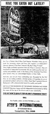 Here's a great ad recruiting new franchises, found in a September 1968 issue of The Seattle Times.